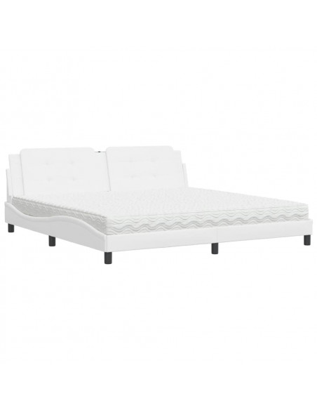 Letto con Materasso Bianco 200x200cm in Similpelle