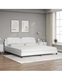 Letto con Materasso Bianco 200x200cm in Similpelle 2