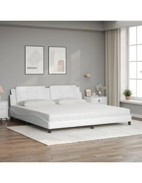 Letto con Materasso Bianco 200x200cm in Similpelle
