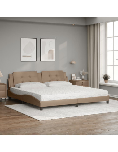 Letto con Materasso Cappuccino 200x200cm Similpelle