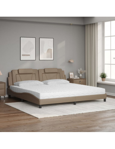 Letto con Materasso Cappuccino 200x200cm Similpelle