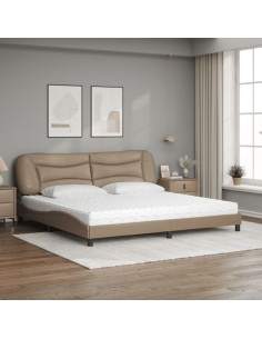 Letto con Materasso Hvar Cappuccino 200x200cm Similpelle 2