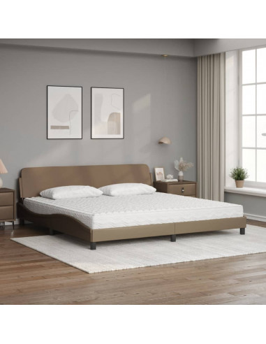 Letto con Materasso Cappuccino 200x200cm Similpelle