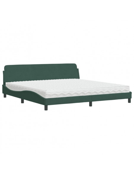 Letto con Materasso Verde Scuro 200x200 cm Velluto