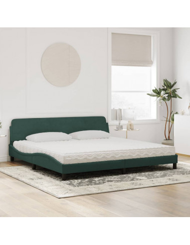 Letto con Materasso Verde Scuro 200x200 cm Velluto