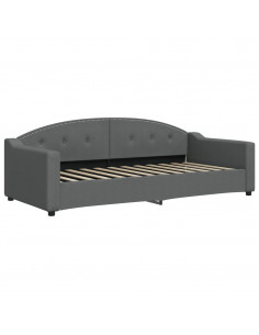 Letto da Giorno Grigio 90x200 cm in Tessuto