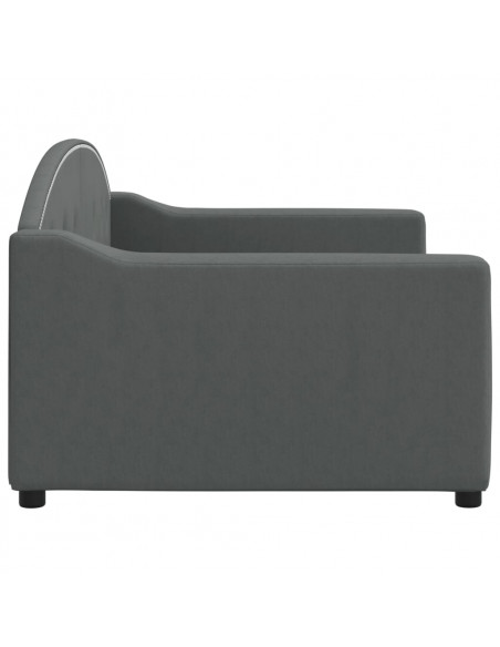 Letto da Giorno Grigio 90x200 cm in Tessuto
