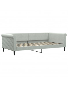 Letto da Giorno Grigio Chiaro 100x200 cm in Velluto