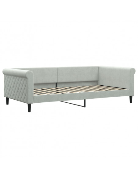 Letto da Giorno Grigio Chiaro 100x200 cm in Velluto