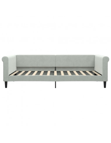 Letto da Giorno Grigio Chiaro 100x200 cm in Velluto