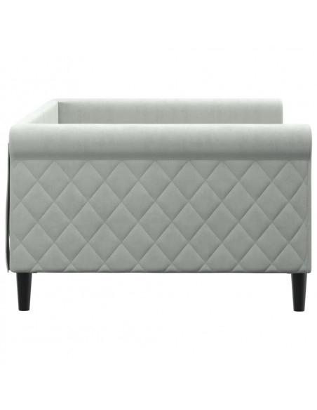 Letto da Giorno Grigio Chiaro 100x200 cm in Velluto