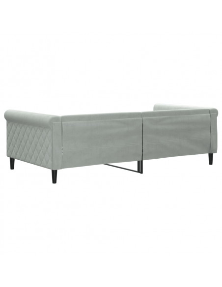 Letto da Giorno Grigio Chiaro 100x200 cm in Velluto