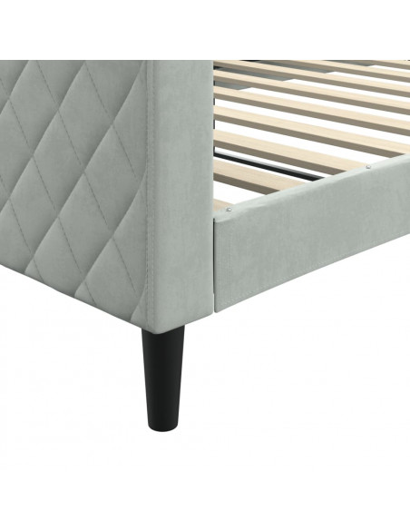 Letto da Giorno Grigio Chiaro 100x200 cm in Velluto