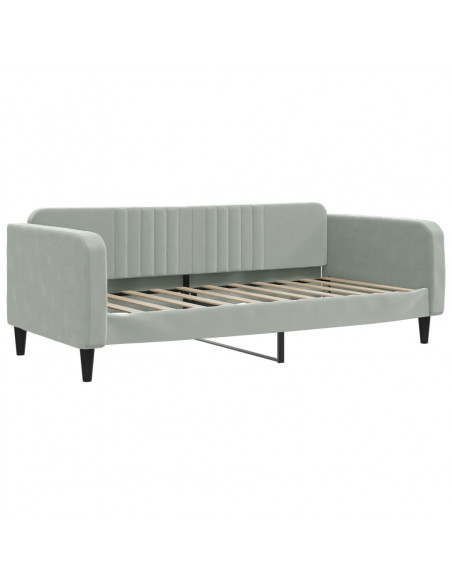 Letto da Giorno Grigio Chiaro 90x190 cm in Velluto