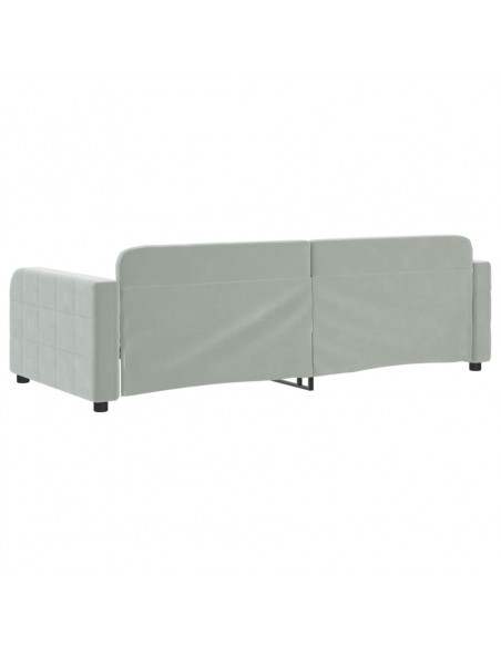 Letto da Giorno Grigio Chiaro 90x190 cm in Velluto