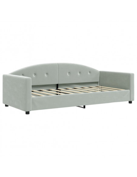 Letto da Giorno Grigio Chiaro 90x190 cm in Velluto