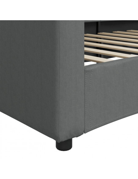 Letto da Giorno Grigio Scuro 90x190 cm in Tessuto