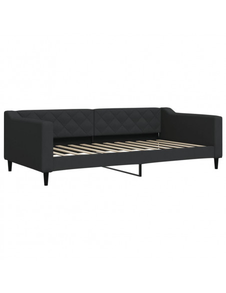 Letto da Giorno Nero 100x200 cm in Tessuto