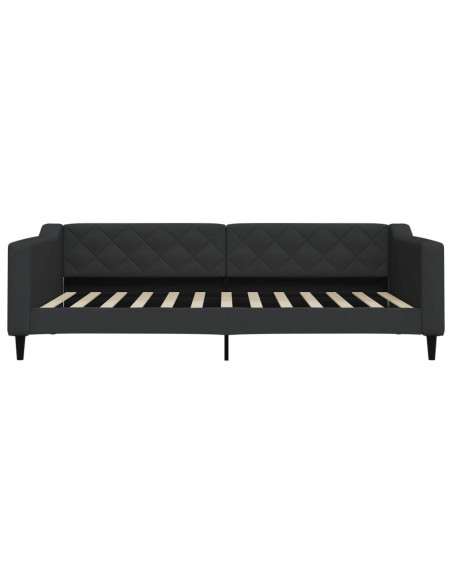 Letto da Giorno Nero 100x200 cm in Tessuto