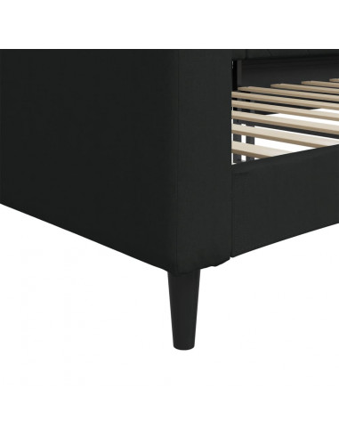 Letto da Giorno Nero 100x200 cm in Tessuto