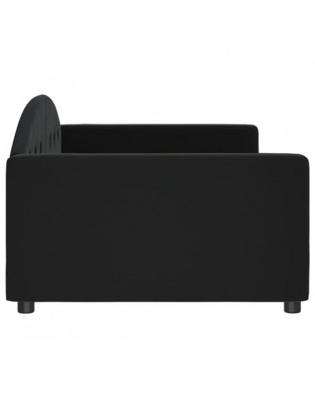 Letto da Giorno Nero 100x200 cm in Velluto