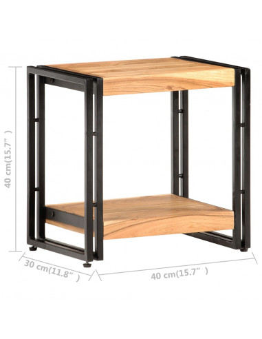 Tavolino Laterale 40x30x40 cm in Legno Massello di Acacia