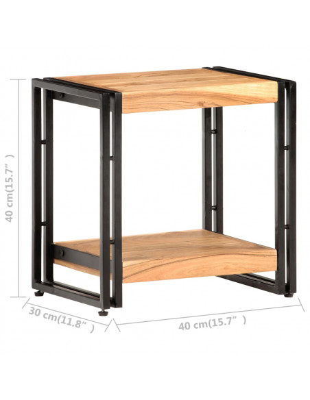 Tavolino Laterale 40x30x40 cm in Legno Massello di Acacia