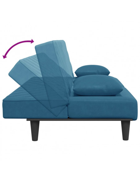 Set di Divani 2 pz con Cuscini Blu in Velluto