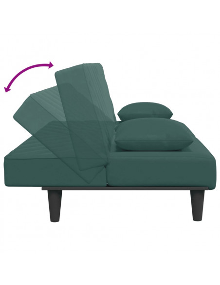 Set di Divani 2 pz con Cuscini Verde Scuro in Velluto