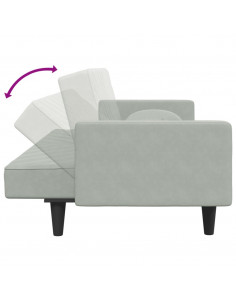 Set di Divani 2 pz con Cuscini Grigio Chiaro in Velluto