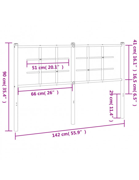 Testiera in Metallo Nero 135 cm