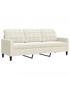 Set di Divani 3 pz con Cuscini Crema in Velluto