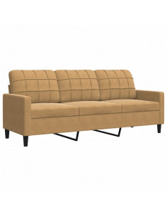 Set di Divani 3 pz con Cuscini Marrone in Velluto