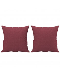 Set di Divani 2 pz con Cuscini Rosso Vino in Tessuto