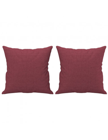 Set di Divani 2 pz con Cuscini Rosso Vino in Tessuto