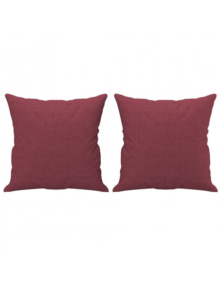 Set di Divani 2 pz con Cuscini Rosso Vino in Tessuto