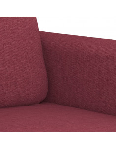 Set di Divani 3 pz con Cuscini Rosso Vino in Tessuto