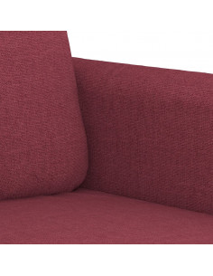 Set di Divani 3 pz con Cuscini Rosso Vino in Tessuto