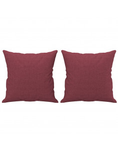 Set di Divani 2 pz con Cuscini Rosso Vino in Tessuto