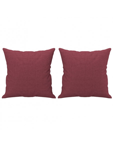 Set di Divani 2 pz con Cuscini Rosso Vino in Tessuto