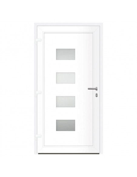 Porta Ingresso Bianca 100x200 cm in Alluminio e PVC