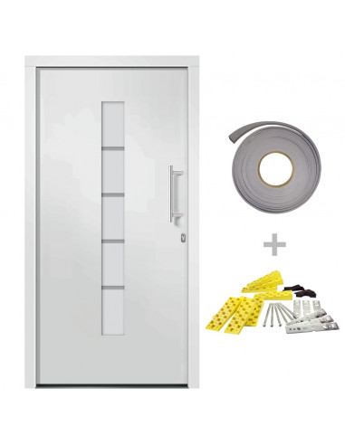 Porta d'Ingresso in Alluminio e PVC Bianco 100x200 cm