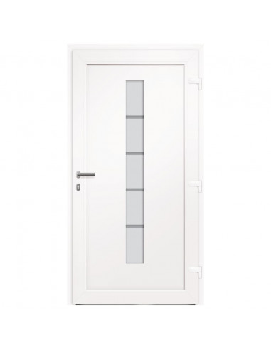 Porta d'Ingresso in Alluminio e PVC Bianco 100x200 cm