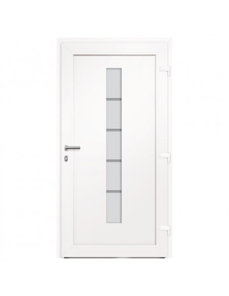 Porta d'Ingresso in Alluminio e PVC Bianco 100x200 cm
