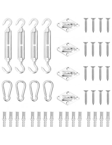 Set Accessori per Vela Parasole 12 pz in Acciaio Inossidabile