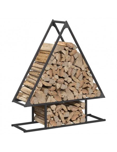 Rastrelliera per Legna da Ardere Nera 80x25x90 cm