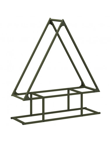 Rastrelliera per Legna da Ardere Verde Oliva 80x25x90 cm