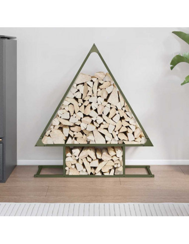 Rastrelliera per Legna da Ardere Verde Oliva 80x25x90 cm