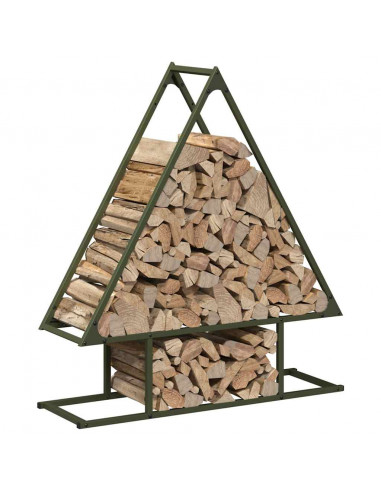 Rastrelliera per Legna da Ardere Verde Oliva 80x25x90 cm