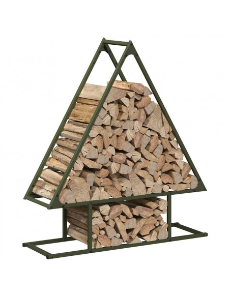 Rastrelliera per Legna da Ardere Verde Oliva 80x25x90 cm